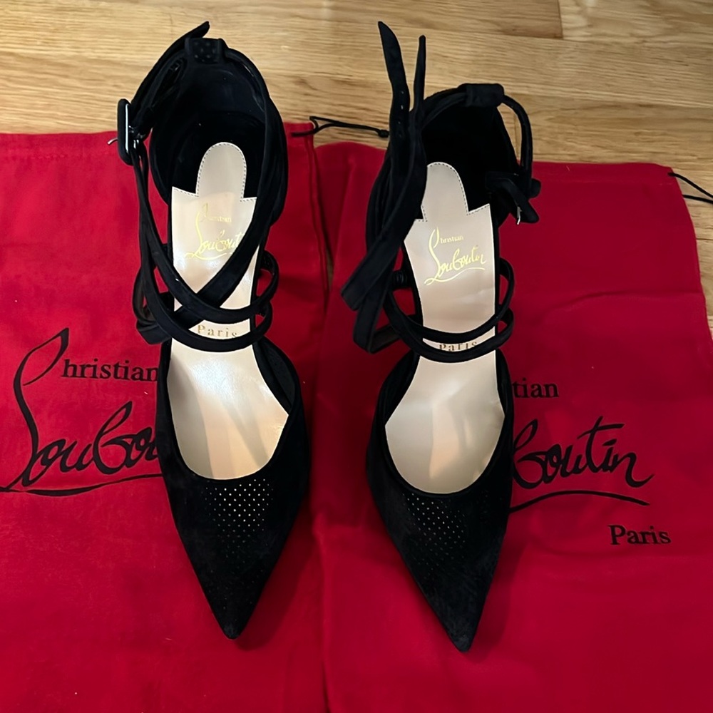 Brand new never worn Christian Louboutin suede Victorilla sandals